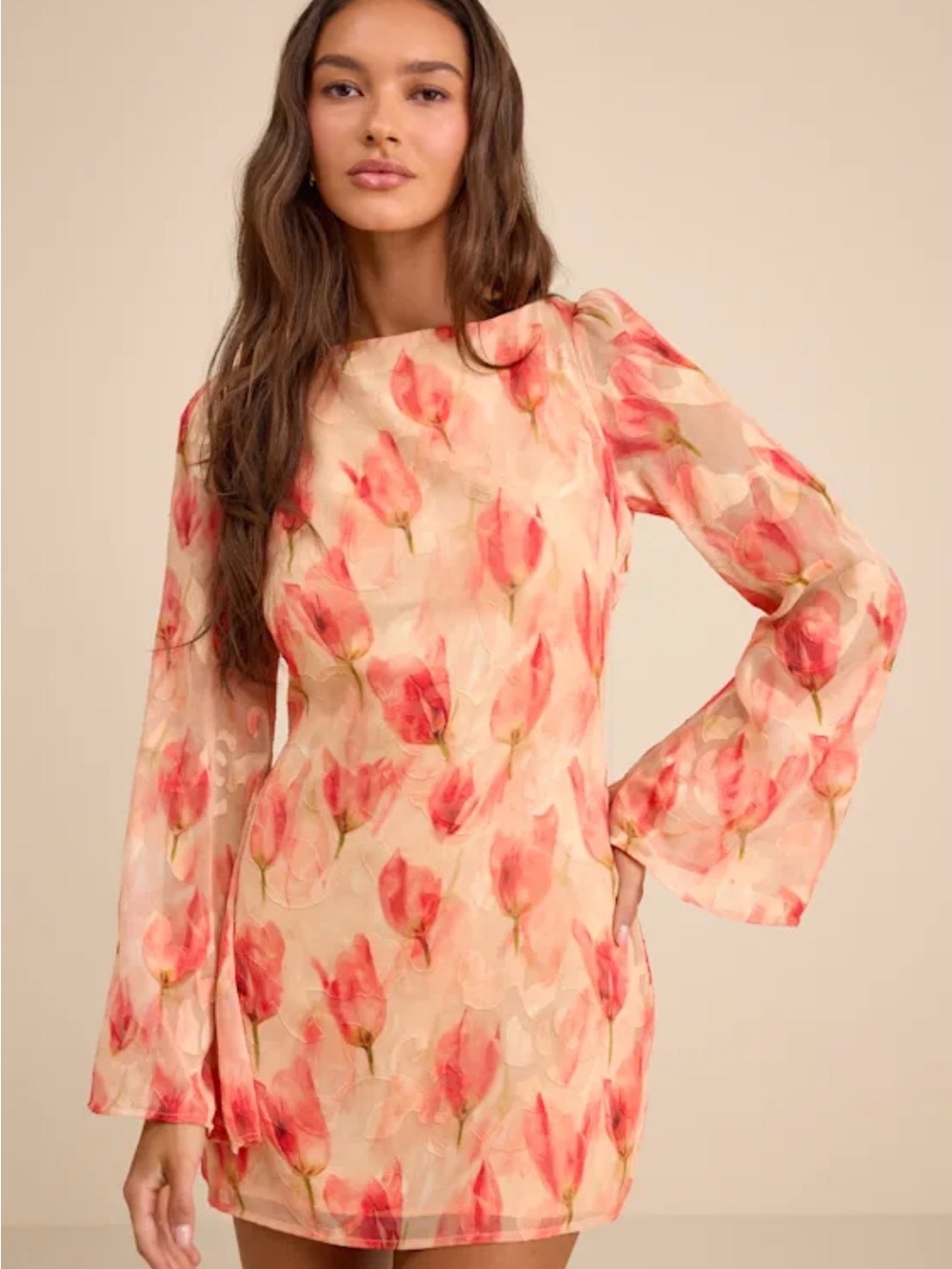 Lulus Pink Tulip Mini Dress - Picture 1 of 5